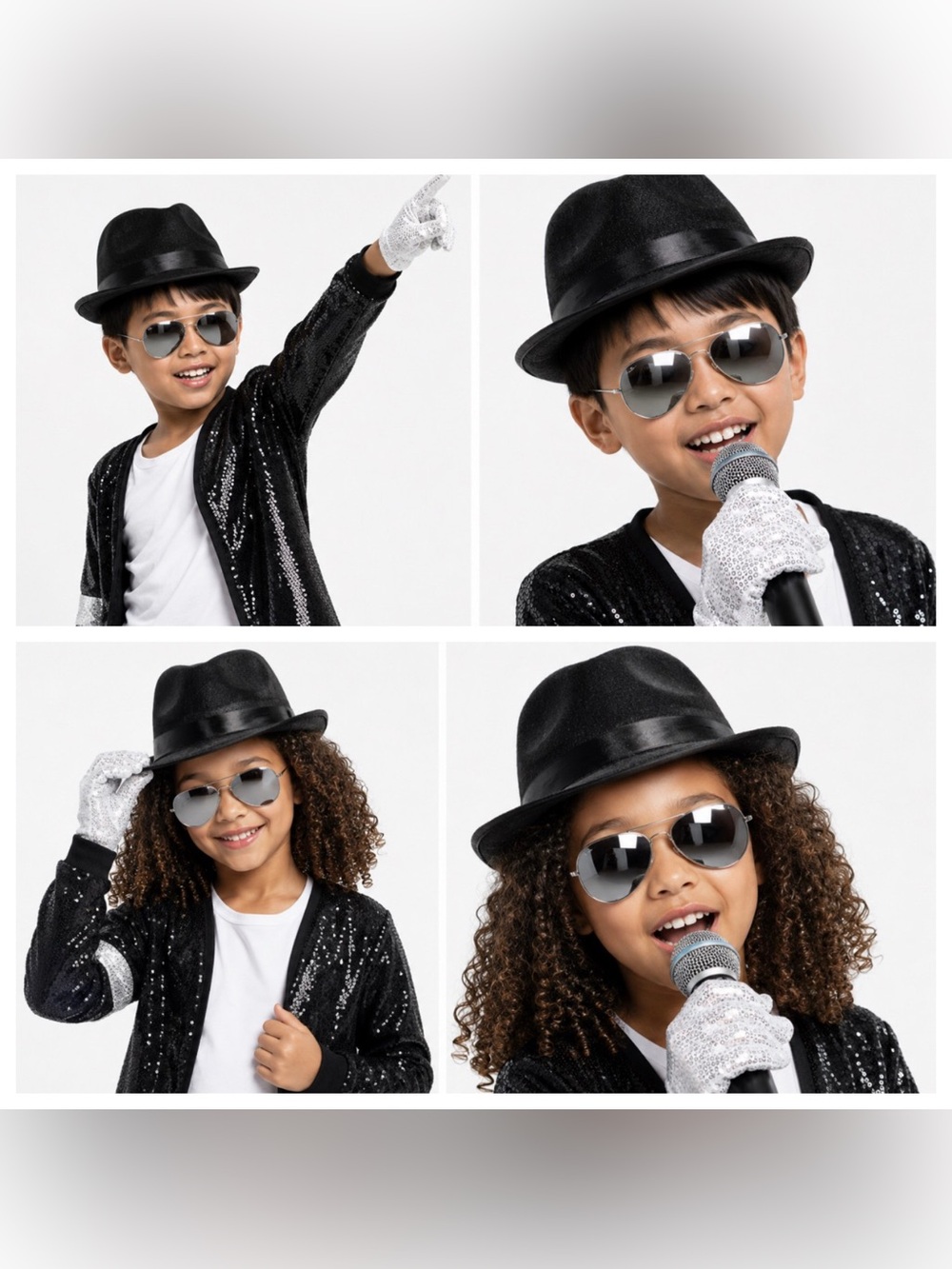 🎤 🎶 Michael Jackson 'Billie Jean' Sequins - Full Costume - Kids size 8-10 yrs 😎 - Picture 4 of 16